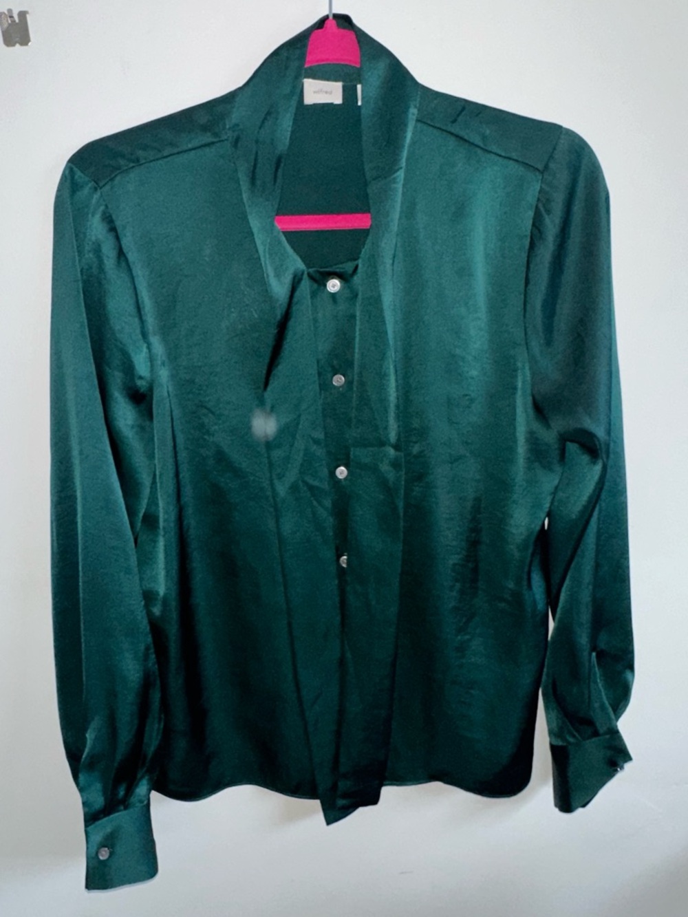 Wilfred Deep Green Satin Button-Down Shirt